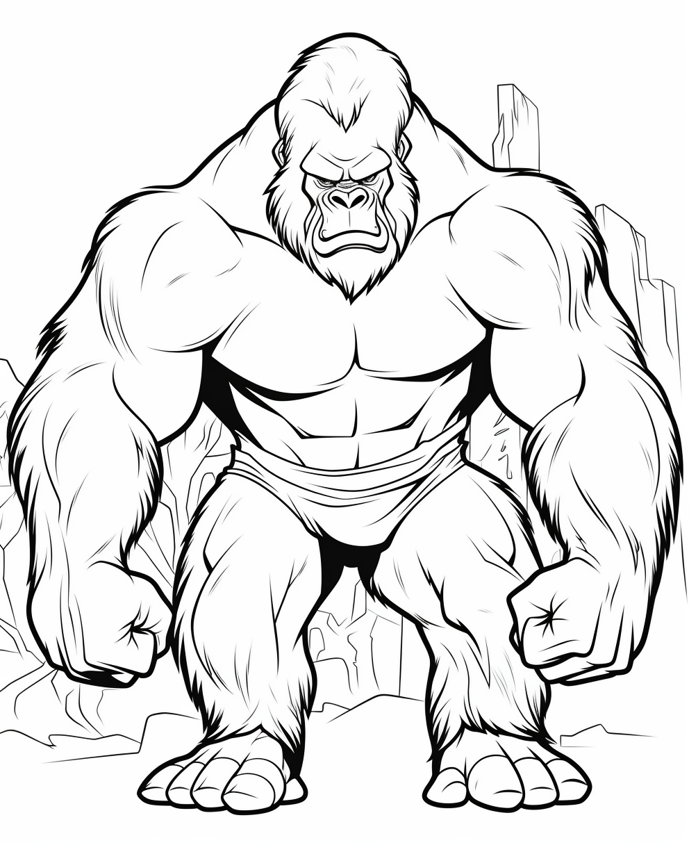 Cute Gorilla Cartoon Coloring Page