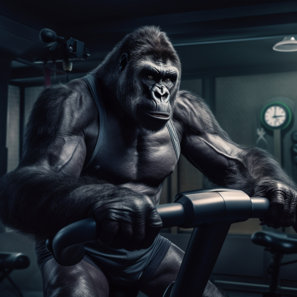 Gorilla Teenager Gym Sport Realistic 8K