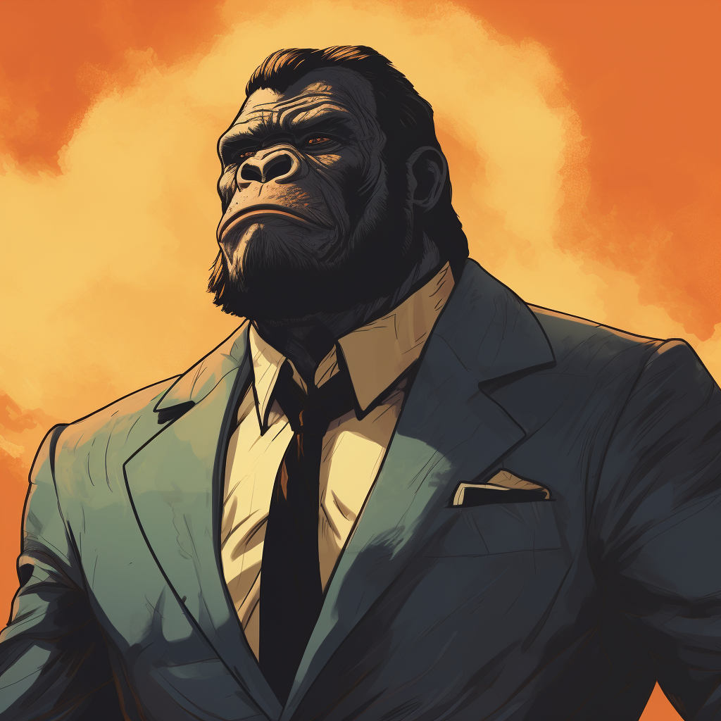 Gorilla wearing a stylish suit