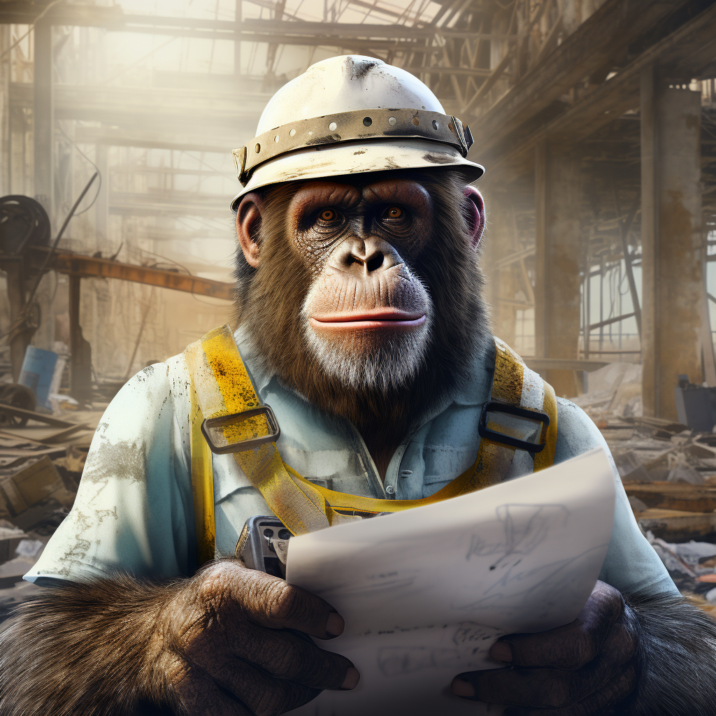 Gorilla Engineer at Construction Site Drawing