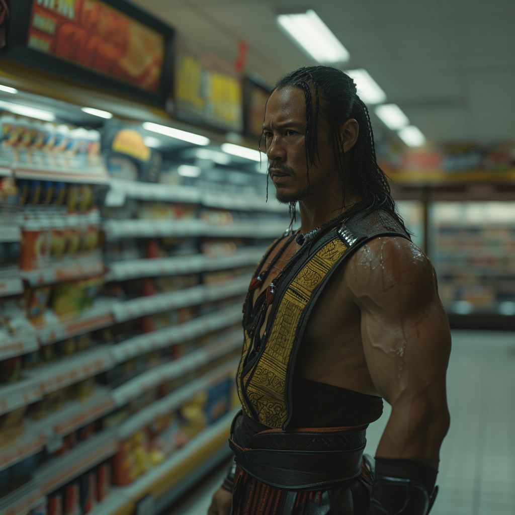 Mortal Kombat's Goro at the supermarket