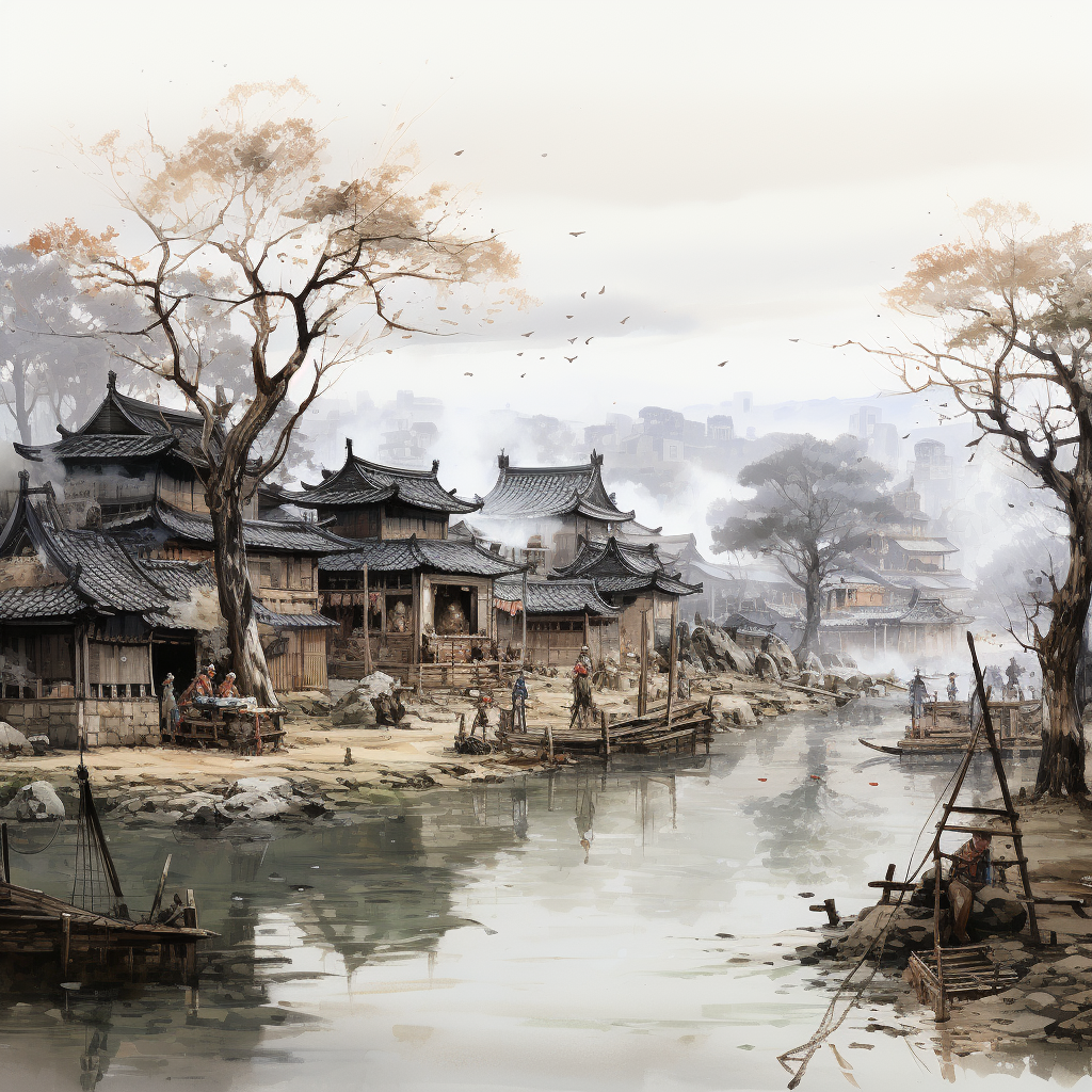 Peaceful Goryeo Dynasty village scene