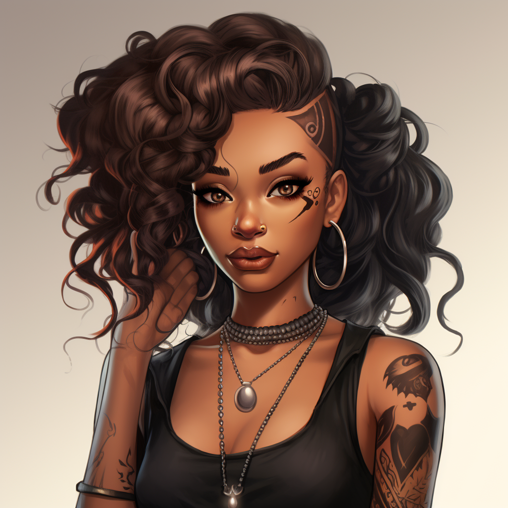 Alternative Fashion: Goth Black Teen Girl with Tattoos