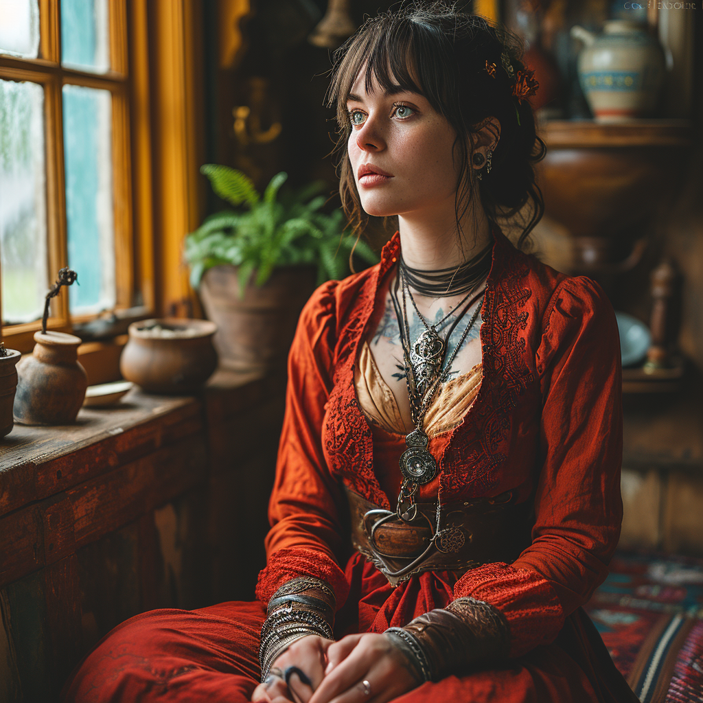 Woman in Gothic Fantasy Lace Dress