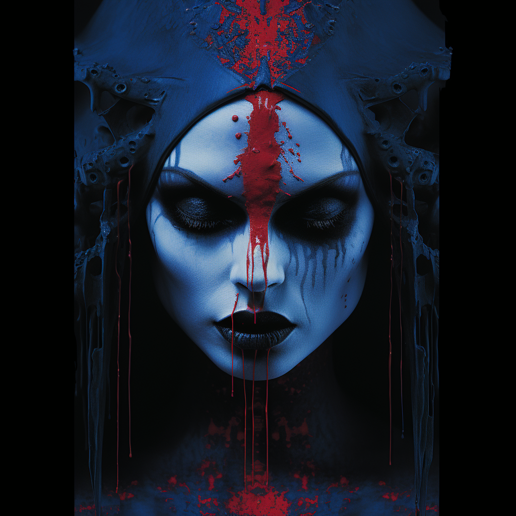 Gothic Poster Art in Red and Blue