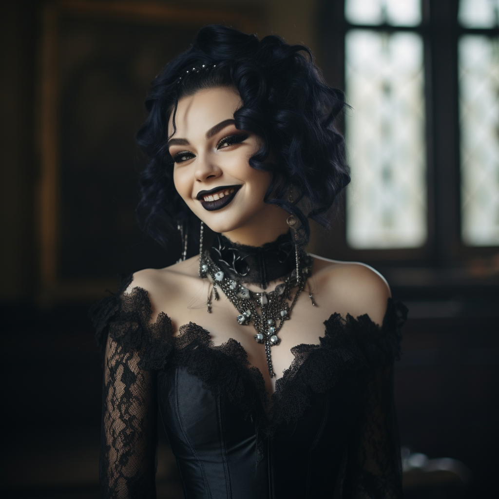 Gorgeous goth vampire in fancy dress