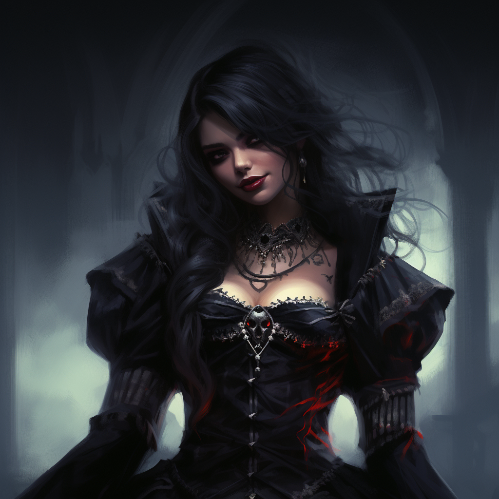 Goth Vampire in Fancy Dress Smiling