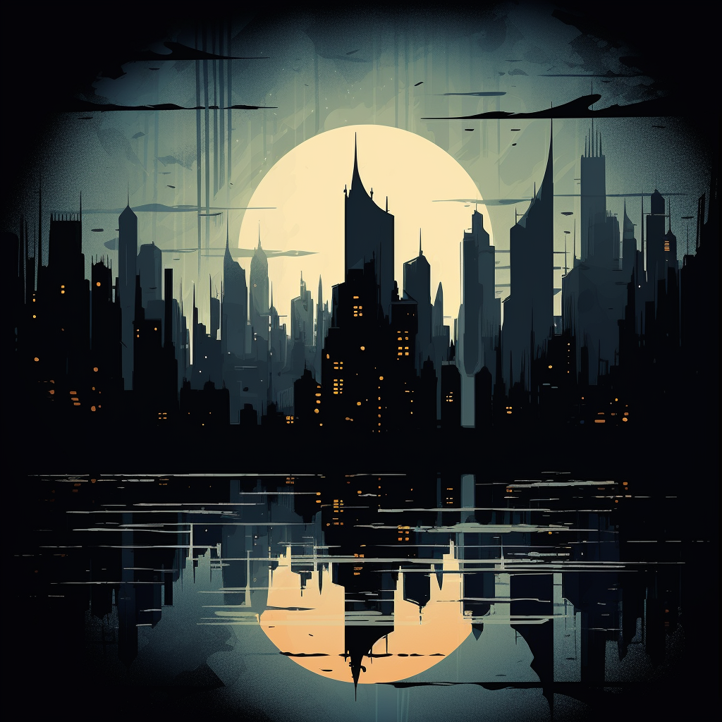 Flat Stylized Gotham City Skyline