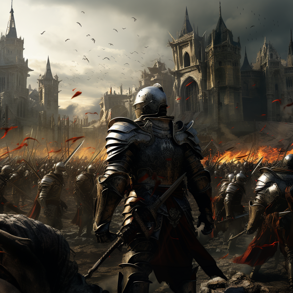 Realistic Gothic Armored Knights Battle Image