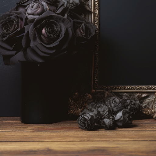 Black Gothic Baroque Frame with Skull and Roses