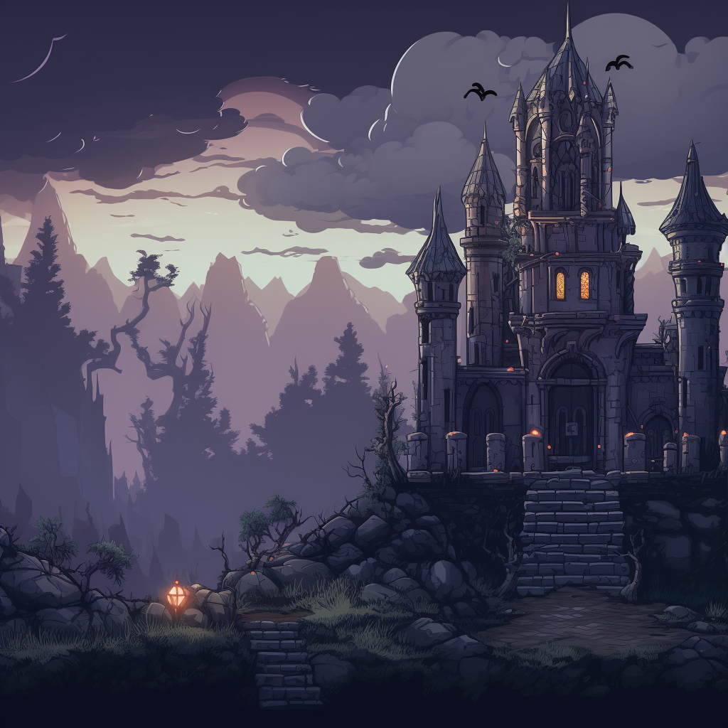 Dark and Mysterious Gothic Castle for Platform Game