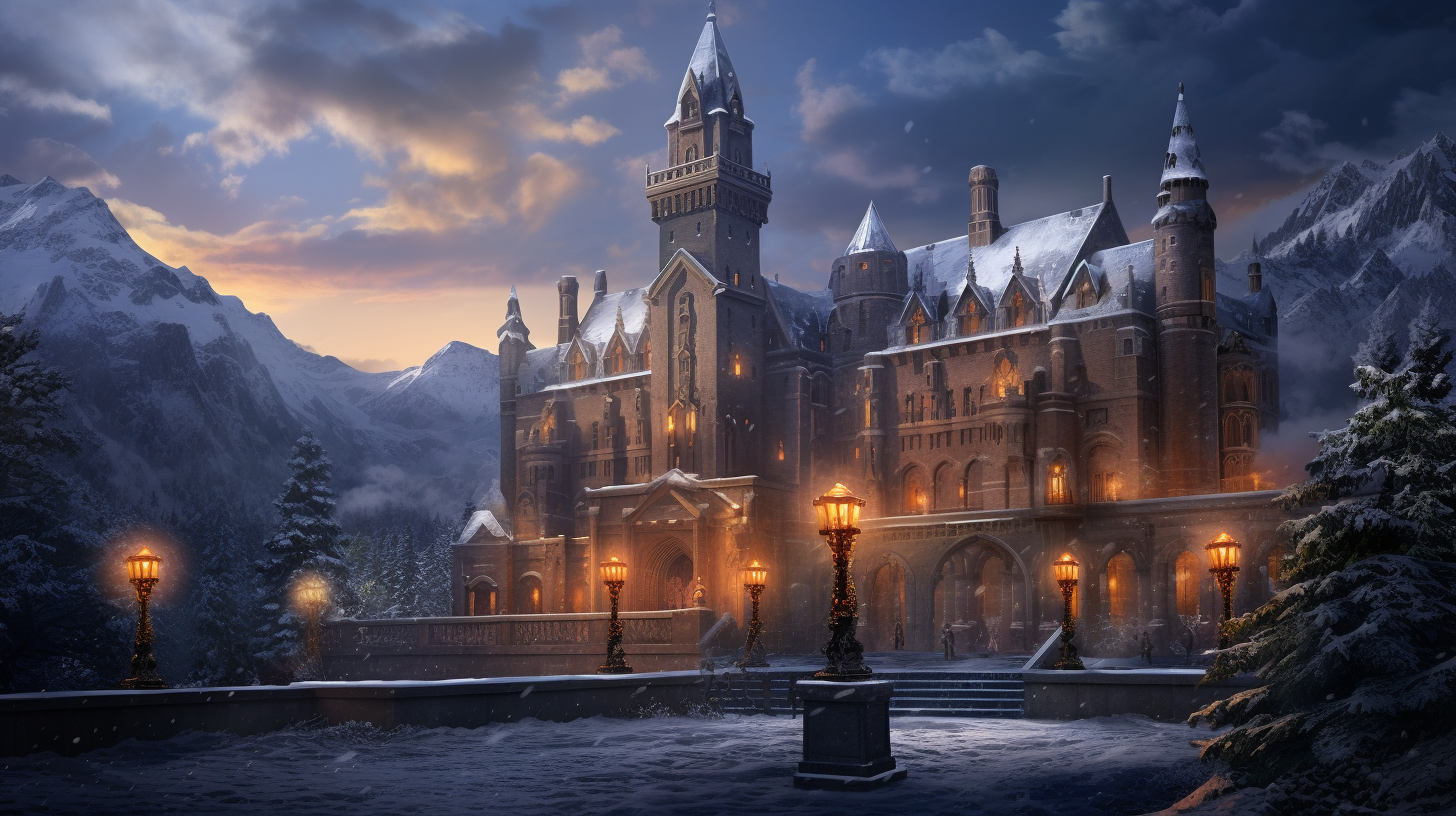 Gothic Castle in Winter: Snow-lit Fantasy