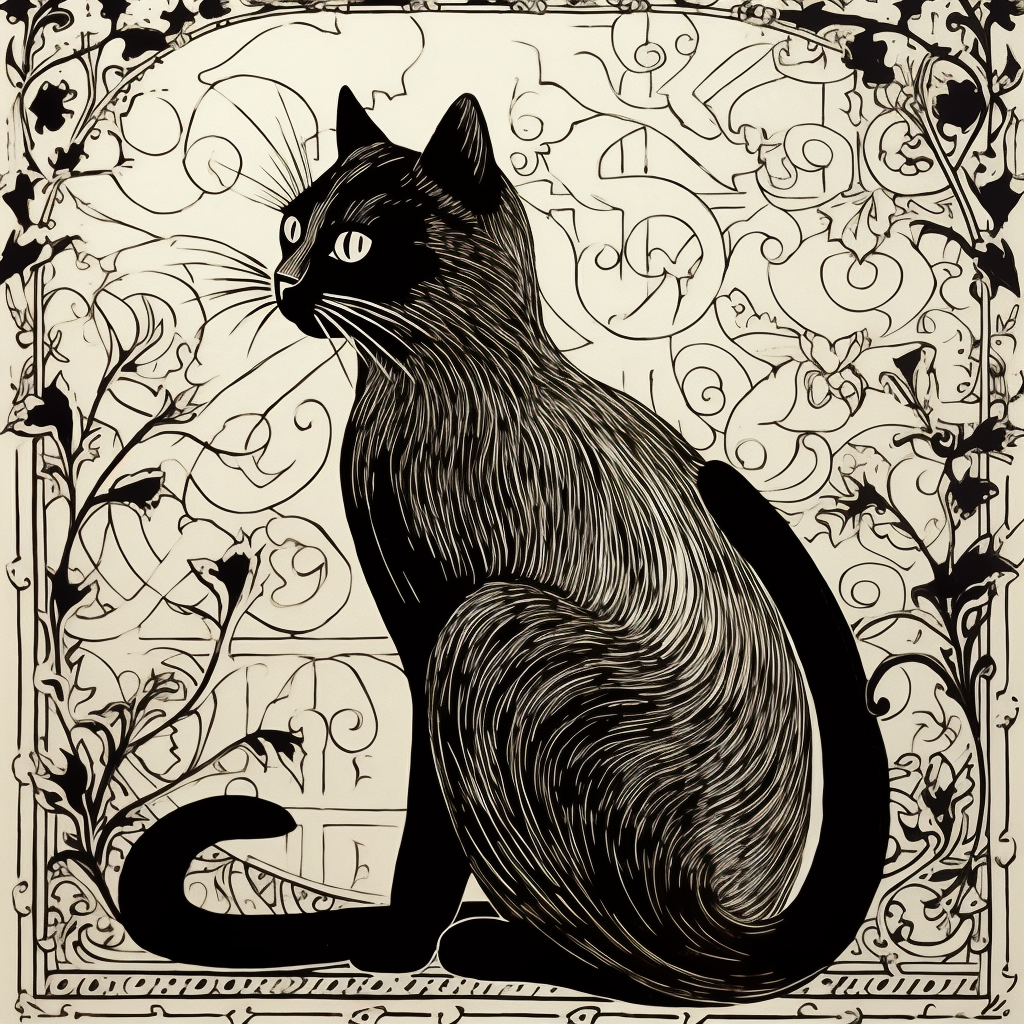 Stylish gothic cat illustration