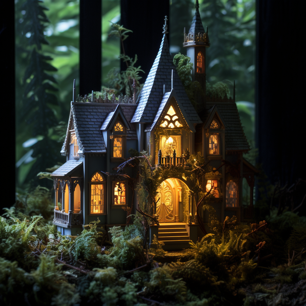 12th Scale Gothic Dollhouse in Enchanting Forest