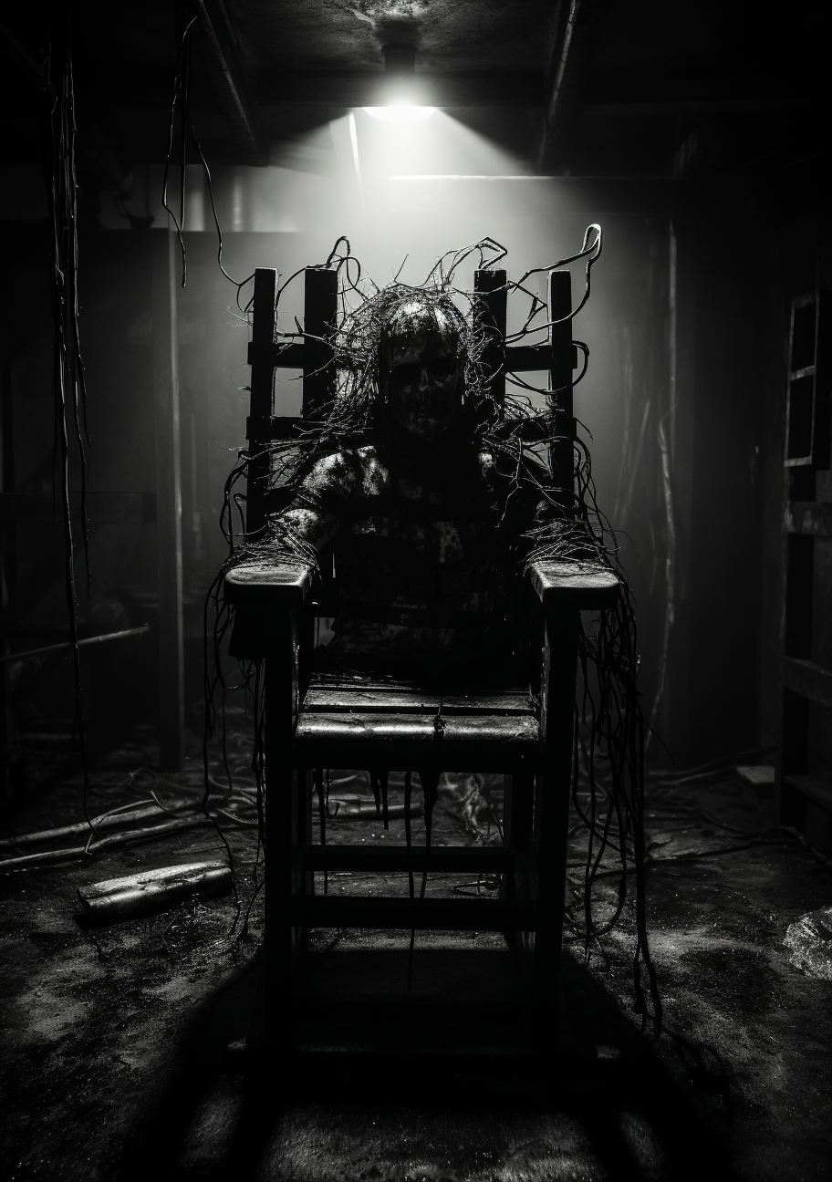 Realistic gothic electric chair artwork