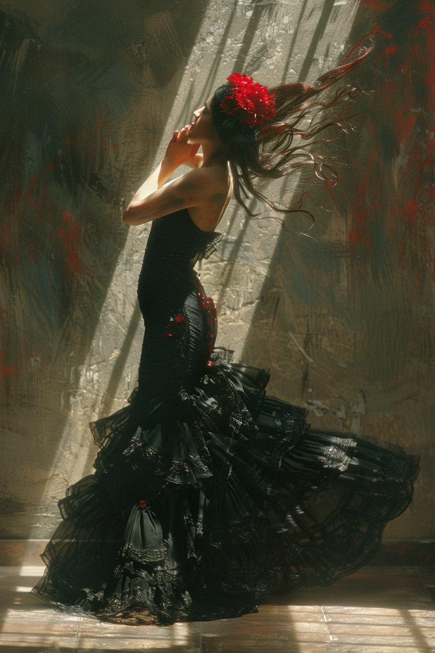 Flamenco dancer in gothic attire