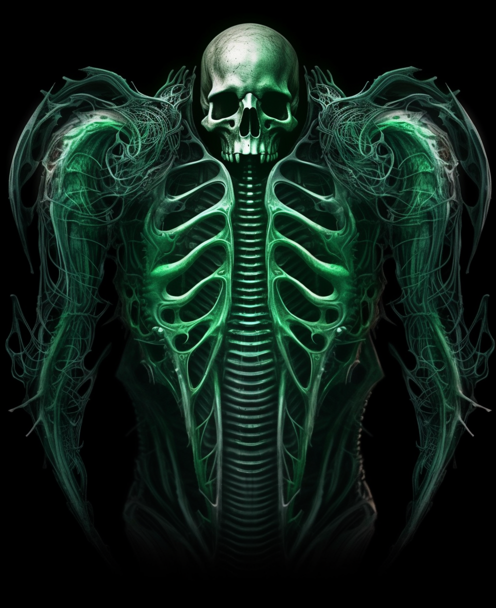 Gothic green weirdcore skeleton ribs