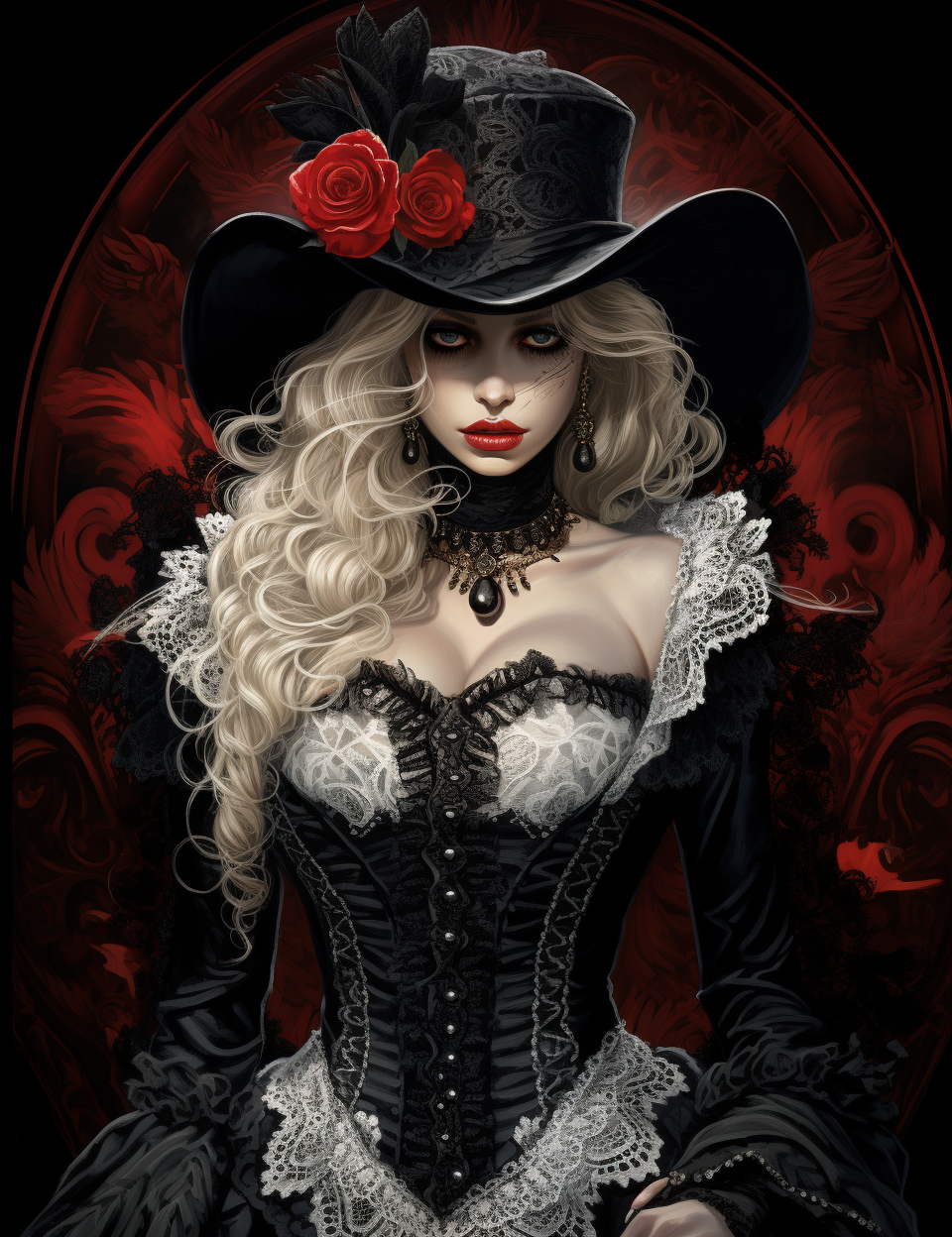 Gothic Halloween Beauties in Victorian Lace Corsets