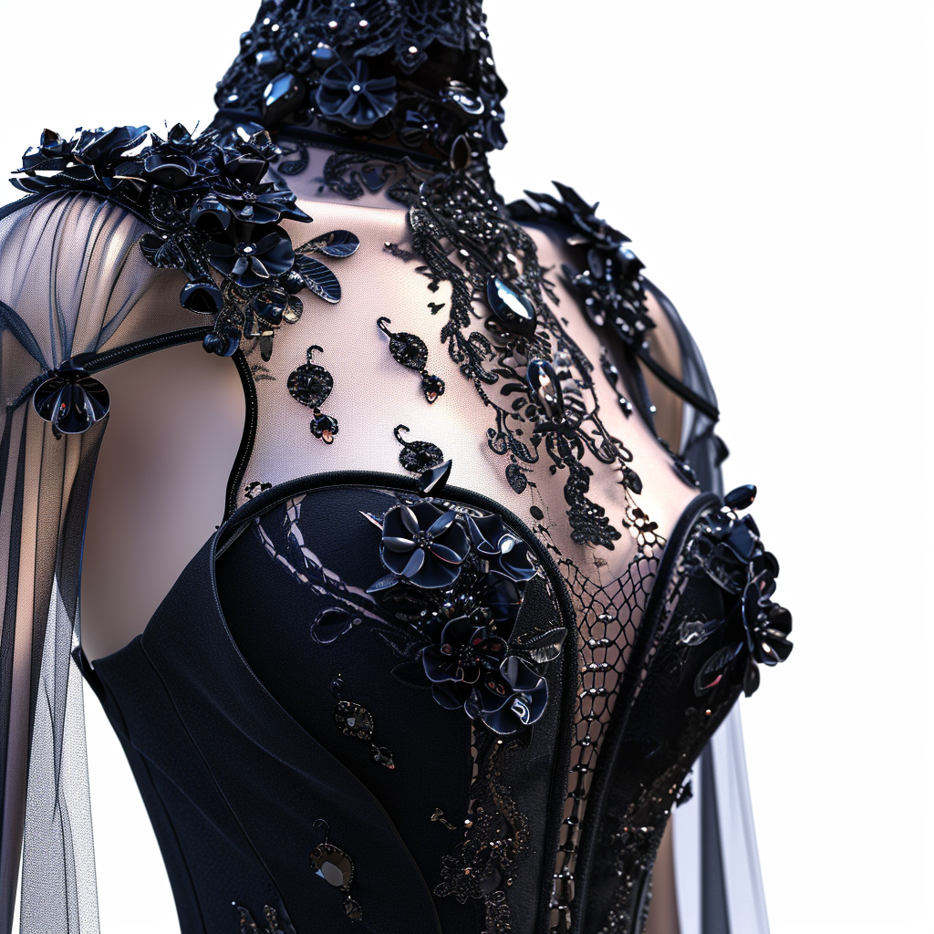 Gothic lace tulle leather with gems