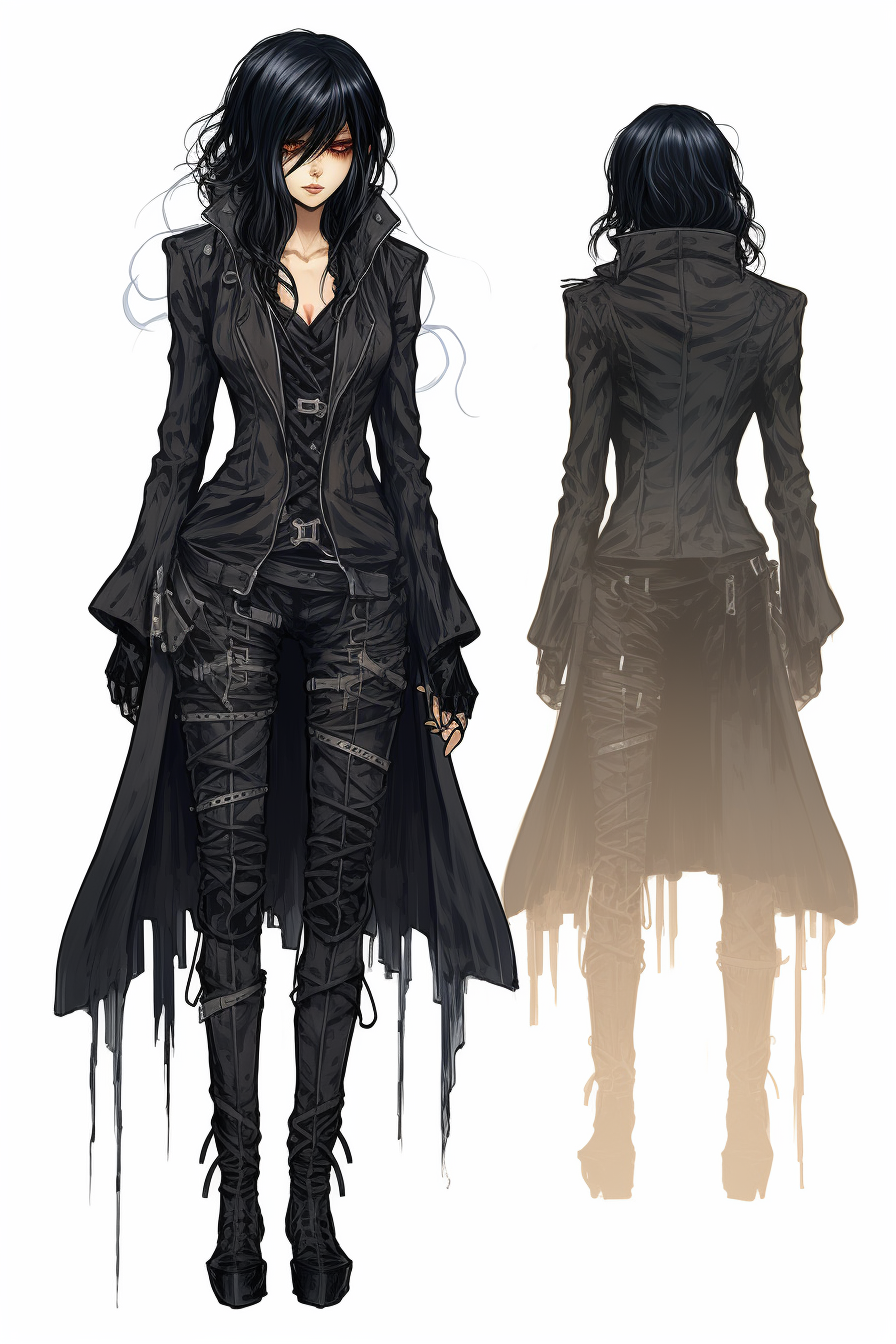 Fashion illustration of gothic punk woman