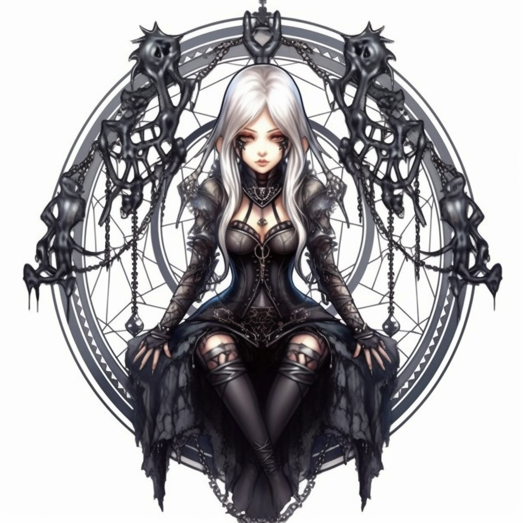 Cute Gothic Spider Girl with Ornate Frame