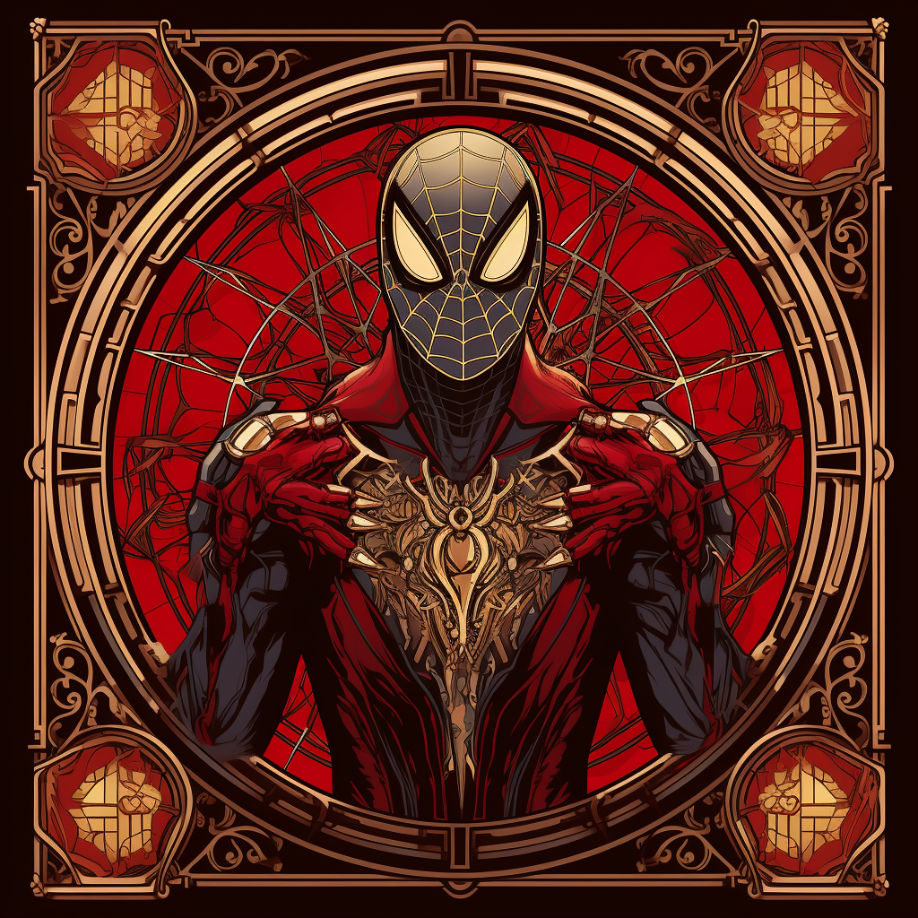 Gothic Spiderman in Art Nouveau Style