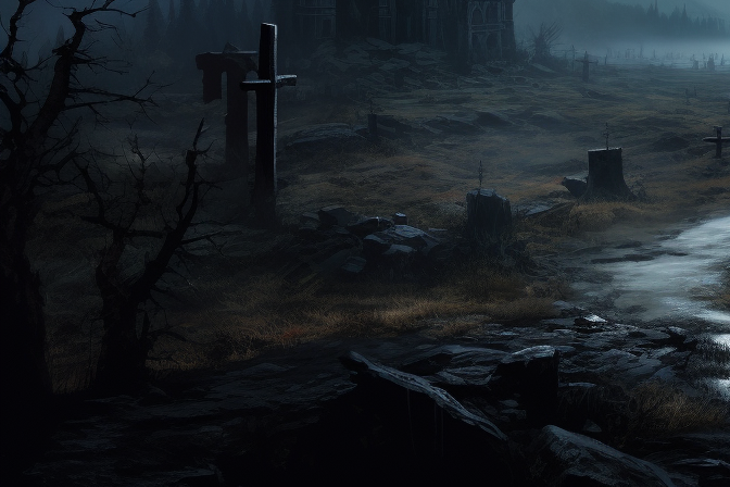 Gothic Transylvanian Romanian Landscape: Horror Fantasy Scene