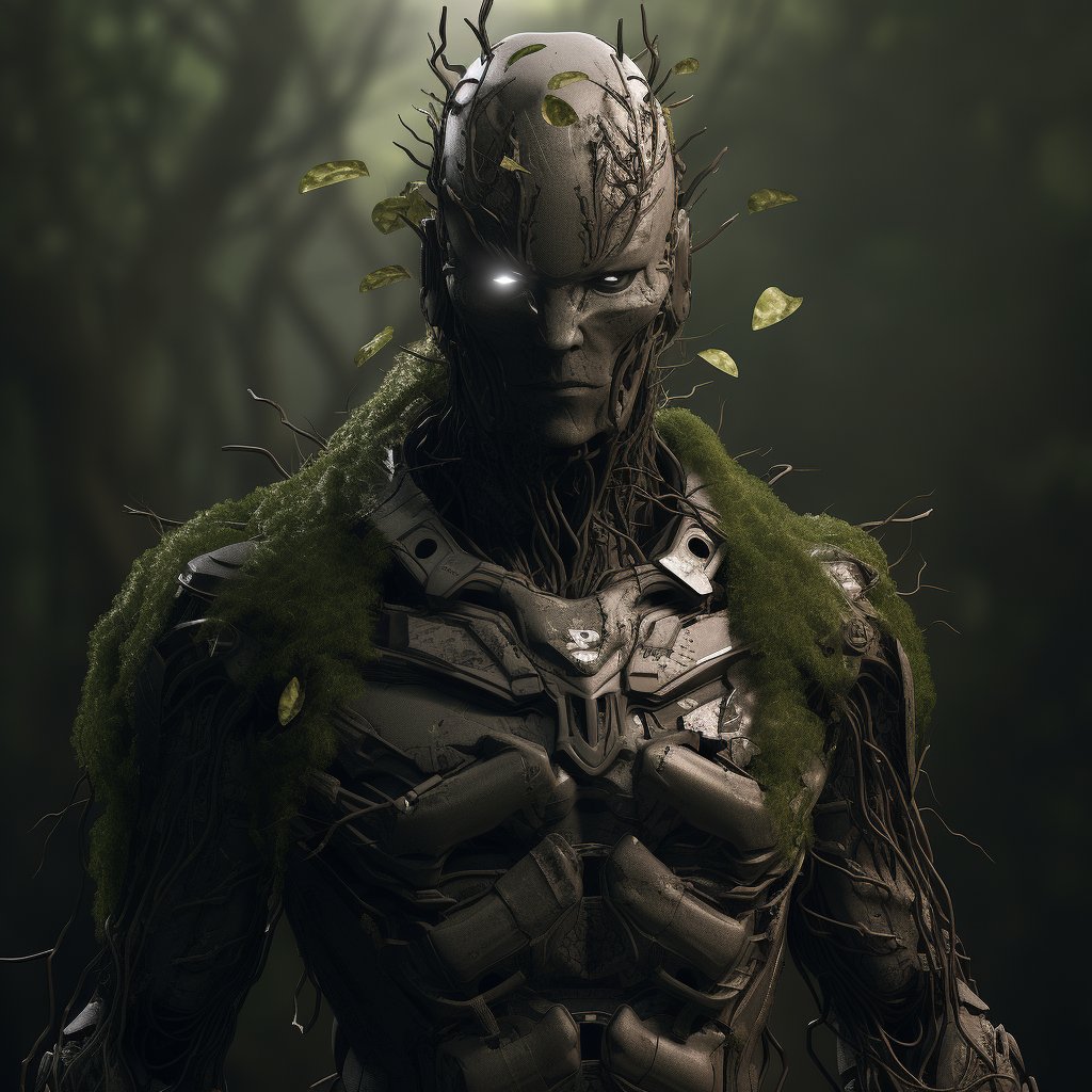 Gothic tree soldier with leaf helmet