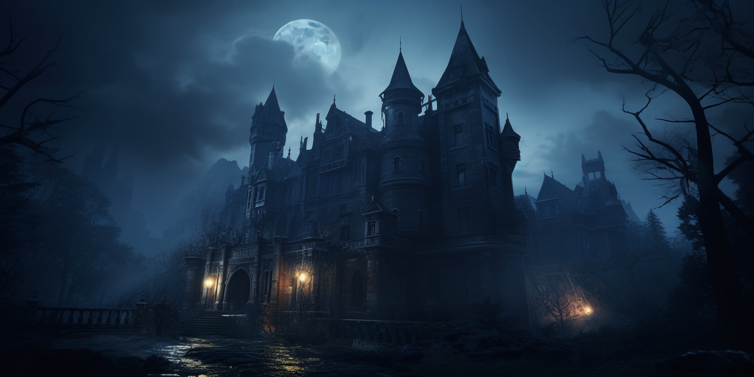 Gothic vampire manor castle in dark fantasy setting