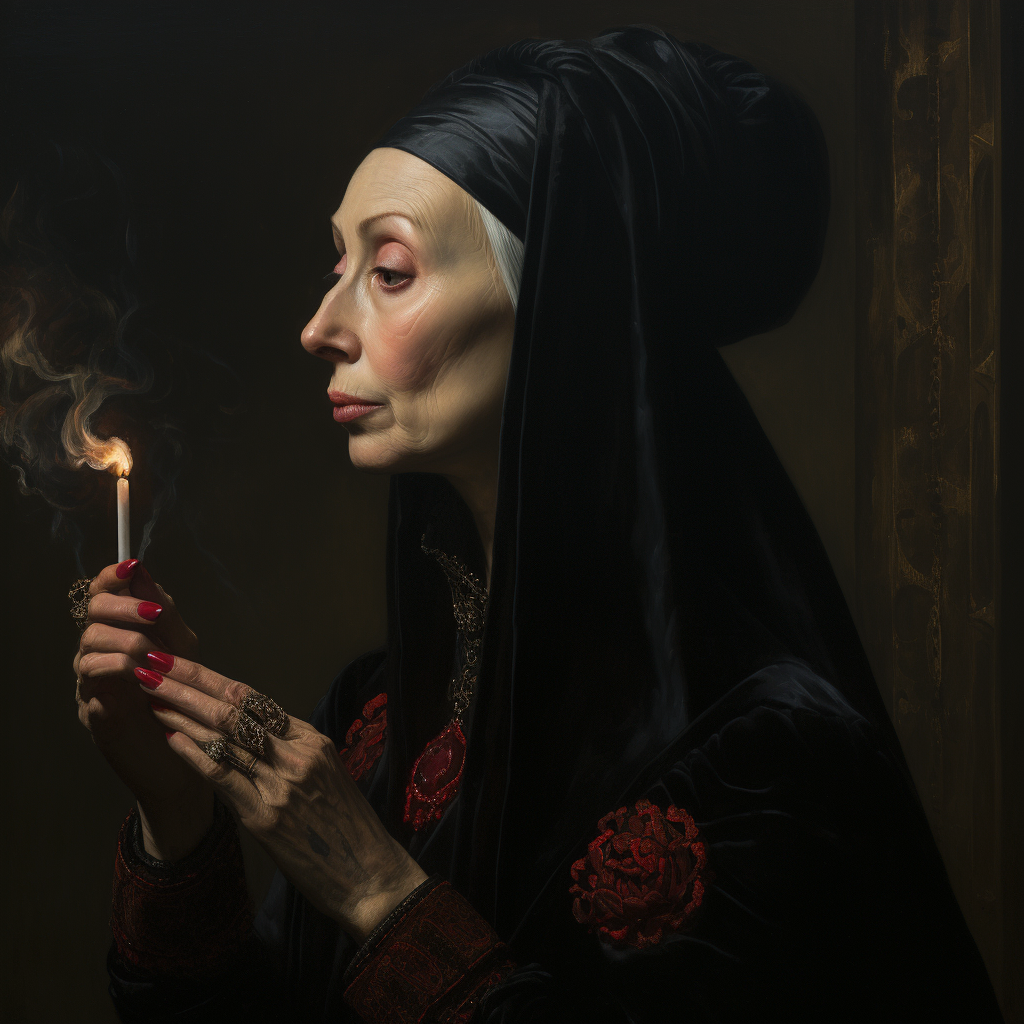 Gothic Victorian Woman with Lit Match