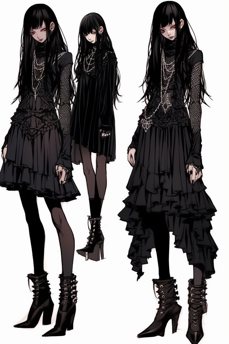 Illustration of gothic punk woman in Death Note manga