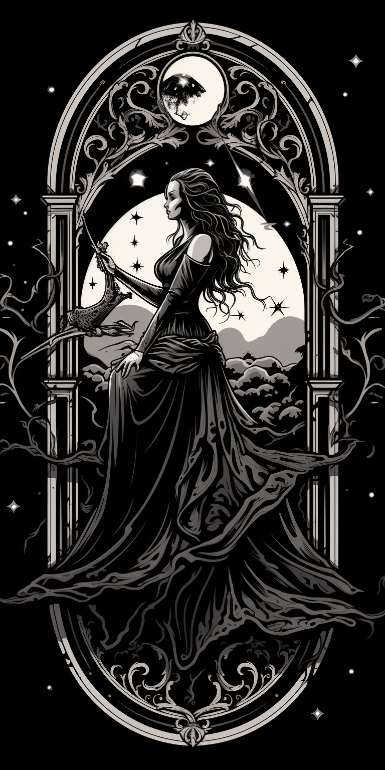 Gothic Tarot Wheel of Fortune Illustration