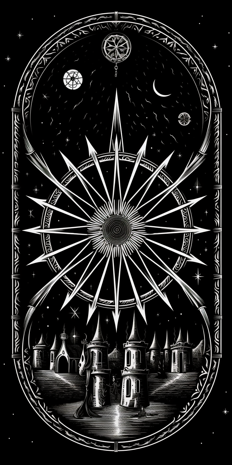 Gothic Wheel of Fortune Tarot Illustration