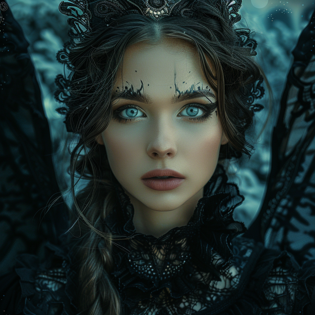 Gothic woman with angel wings