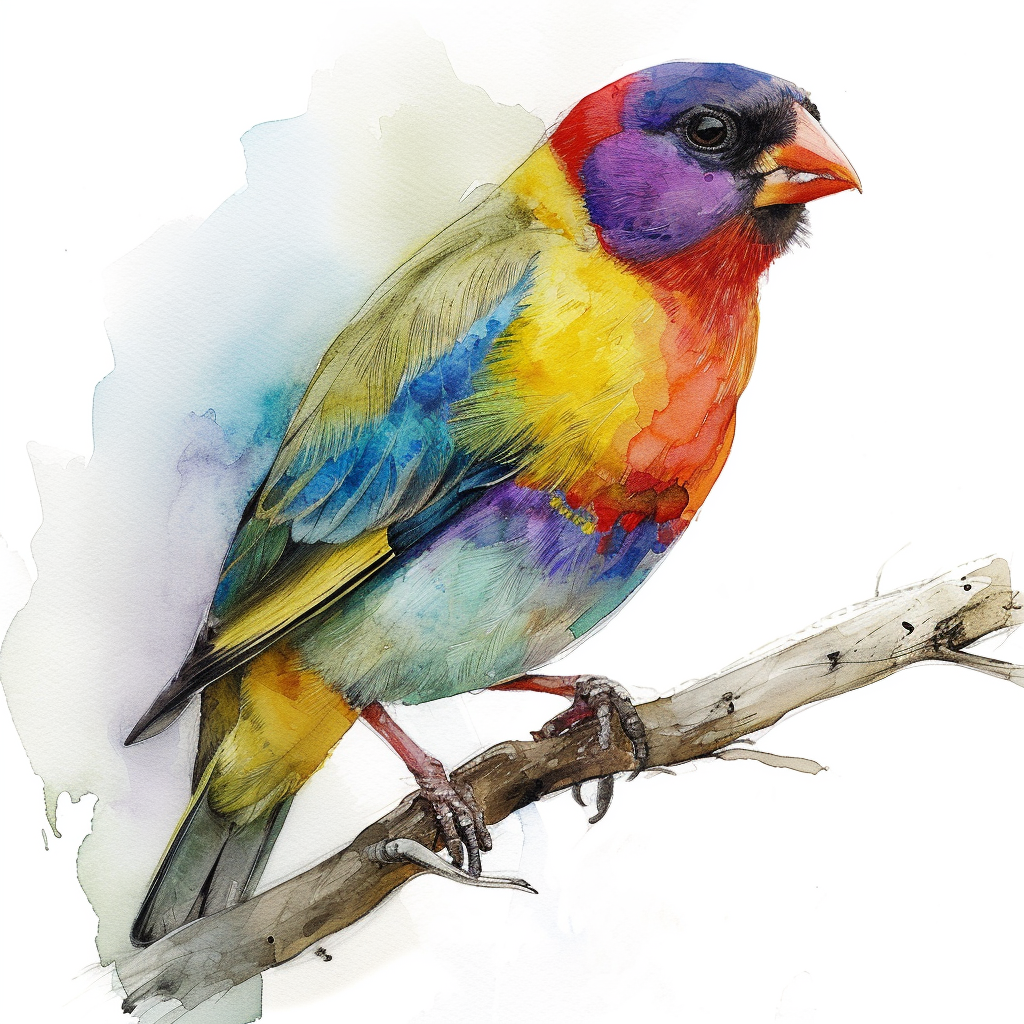 Beautiful Gouldian Finch perched on a branch