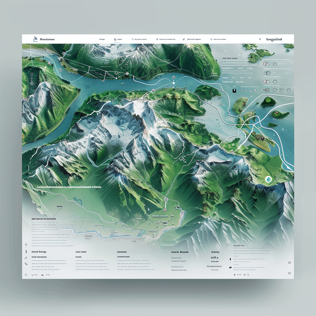 Government Website Design with Green Mountains and Water