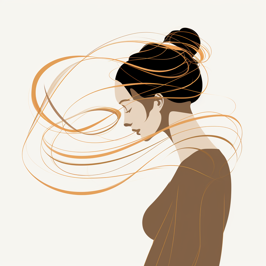 Graceful female figure in line art illustration