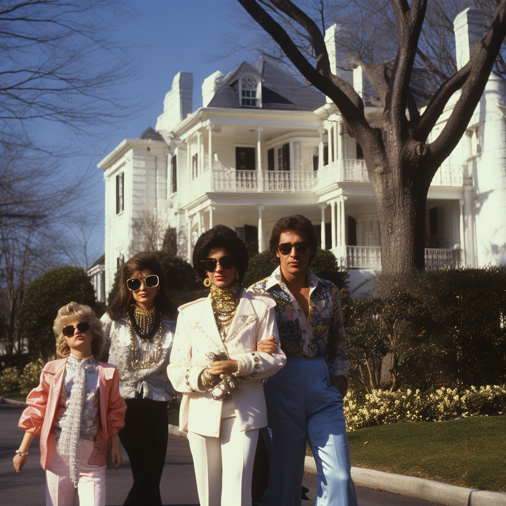 Family enjoying Graceland tour in the 1980s