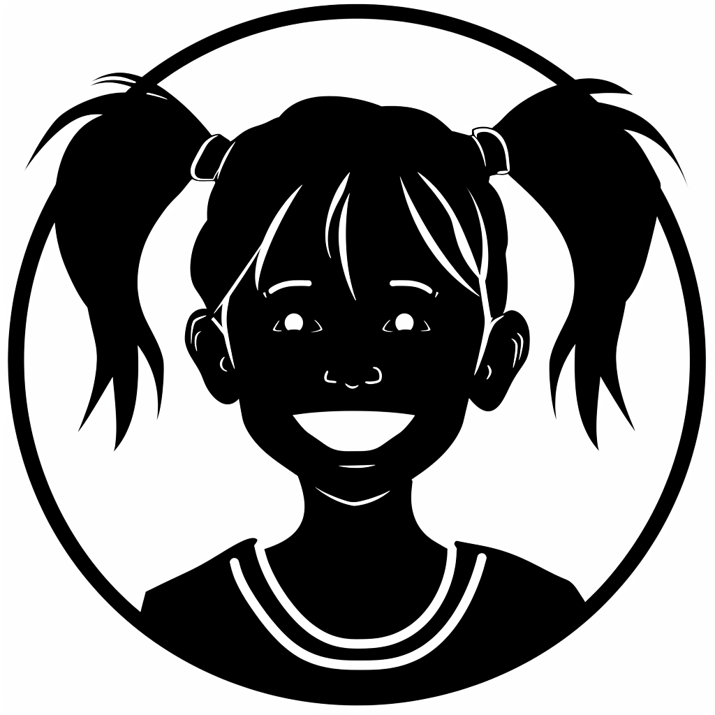 Silhouette of a Smiling Grade School Girl with Basketball