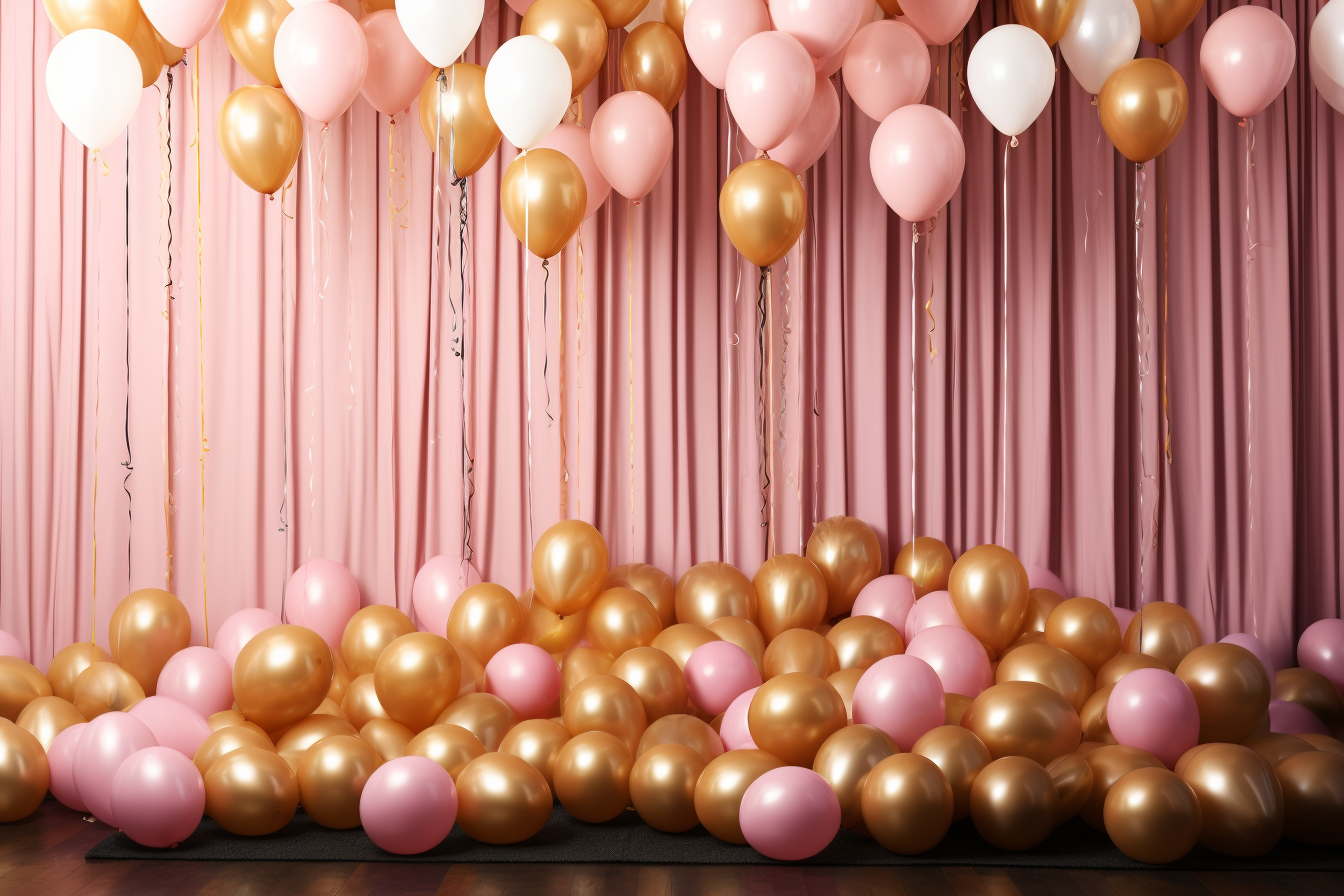 Graduation Wall with Pink and Gold Balloons