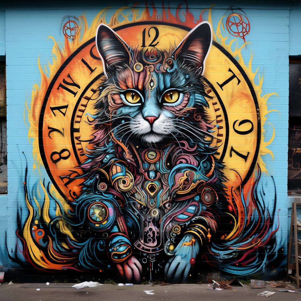 Colorful graffiti cat pattern