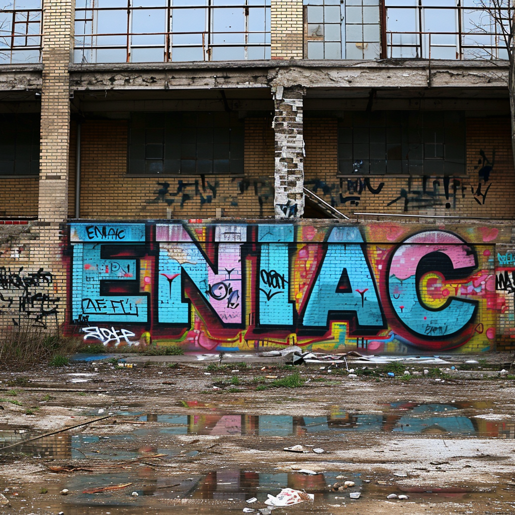 Hyperrealistic graffiti of  ENIAC AI