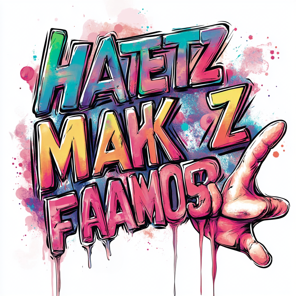 colorful graffiti hand illustration text