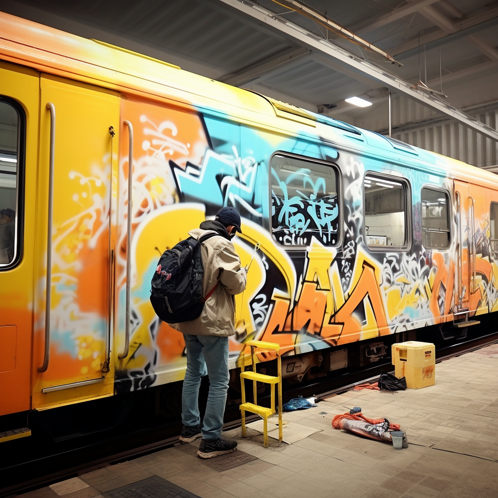 Graffiti Japanese artists trains police