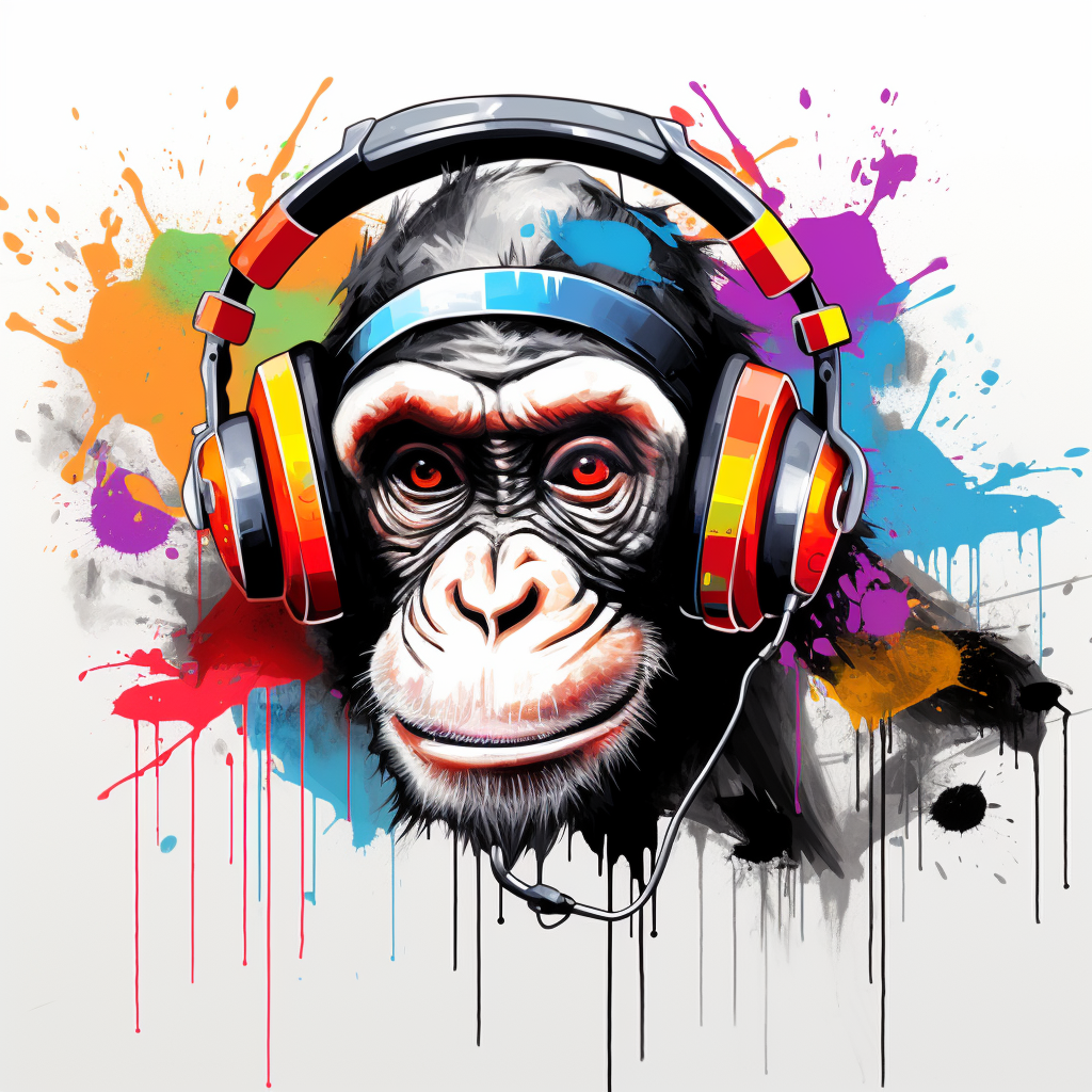 Monkey in Graffiti Headphones