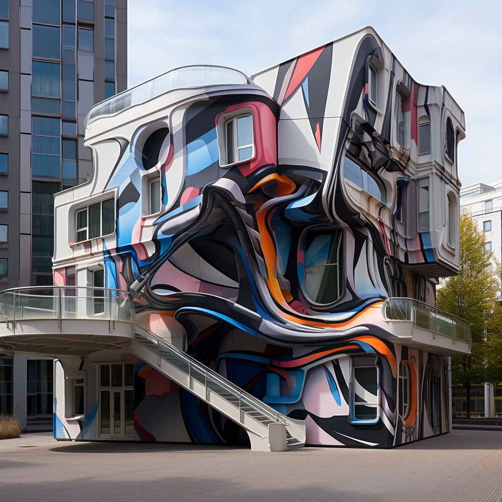 Colorful graffiti house by Zaha Hadid in Hamburg