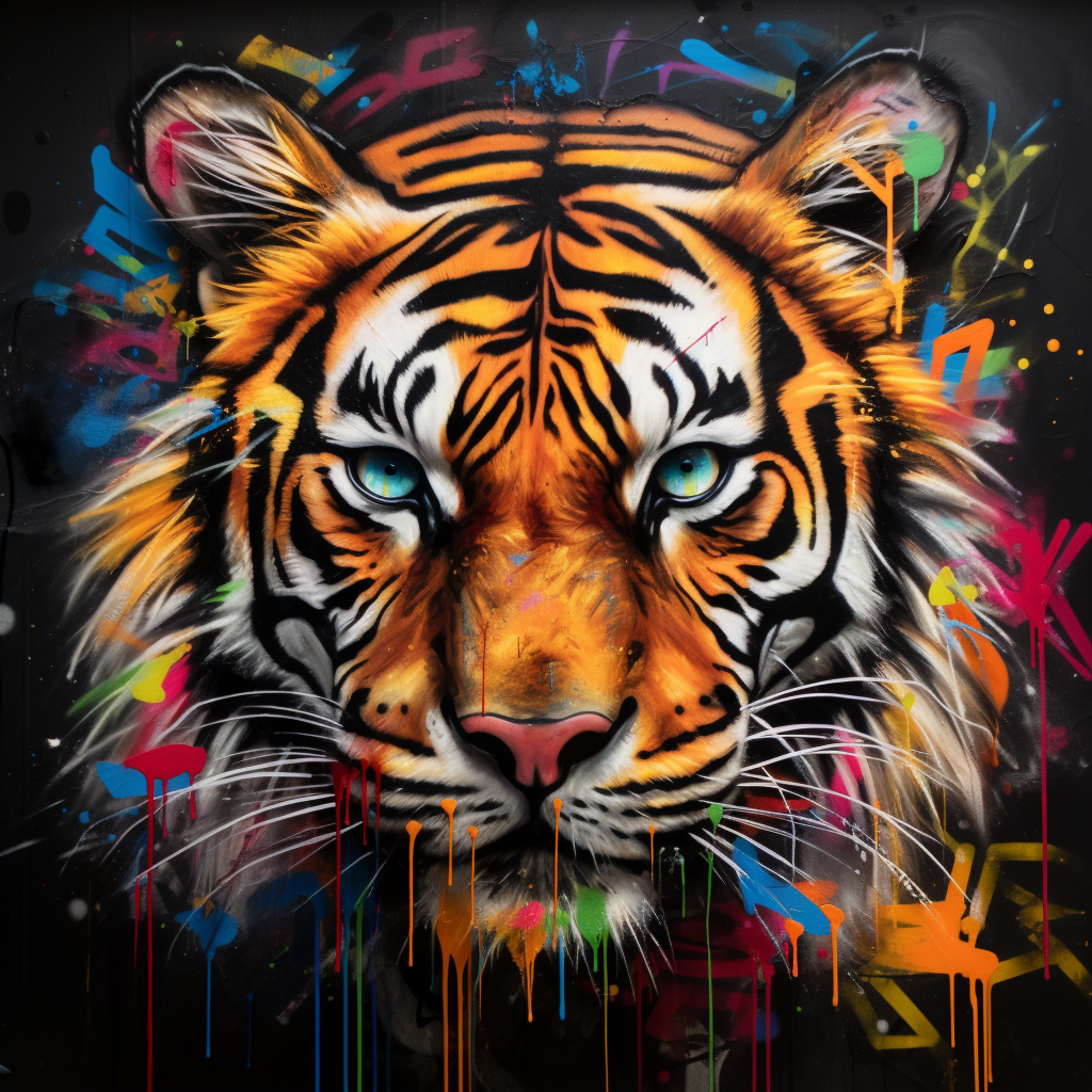 Graffiti Tiger in Dynamic Colors