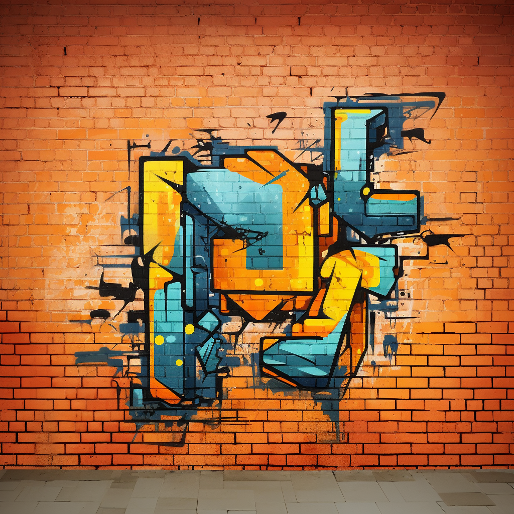 Graffiti wall with abstract shapes and middle I