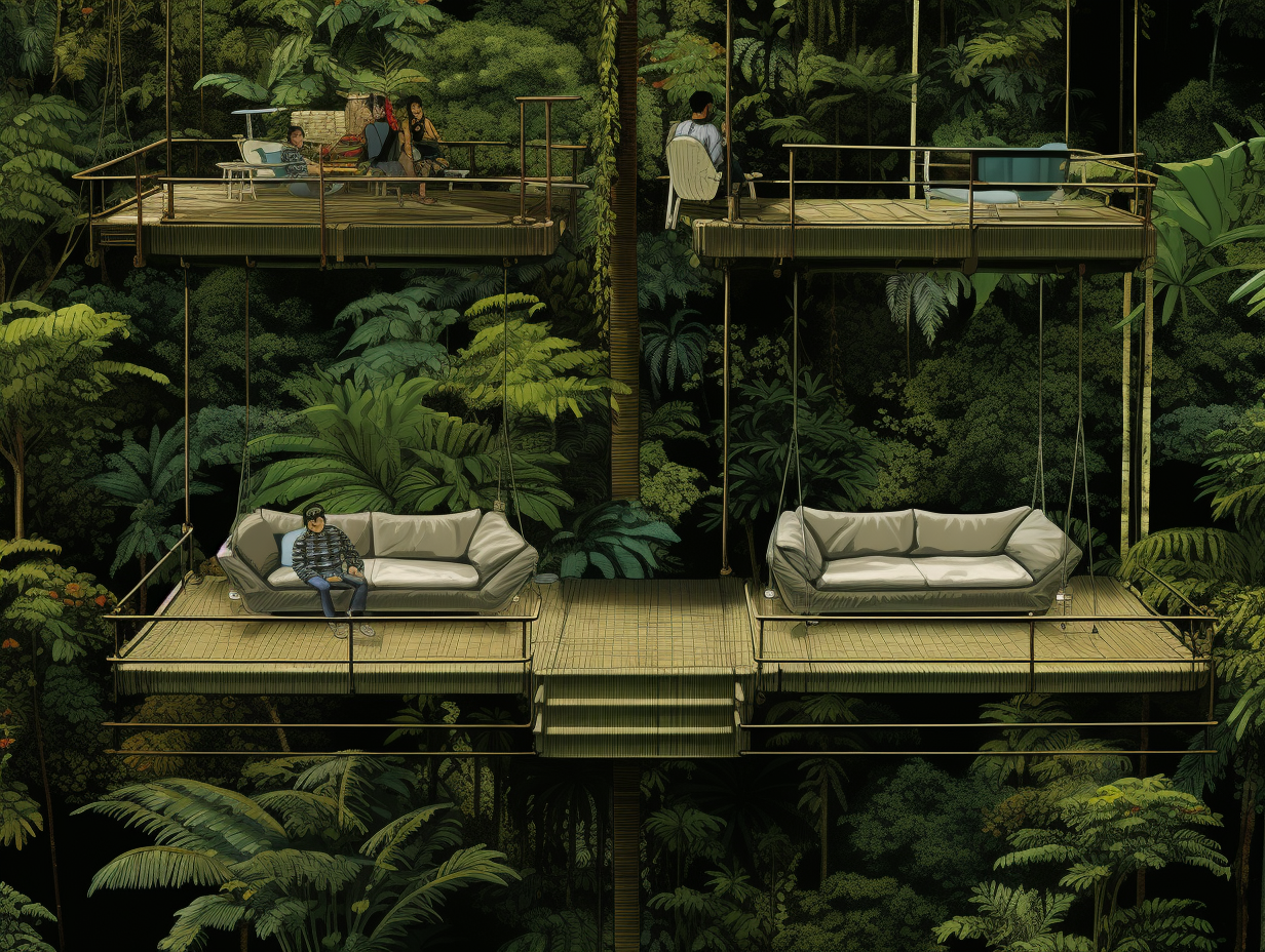 Two Sofas on Elevated Rainforest Platform