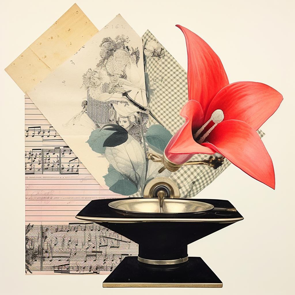 Vintage Gramophone Music Collage